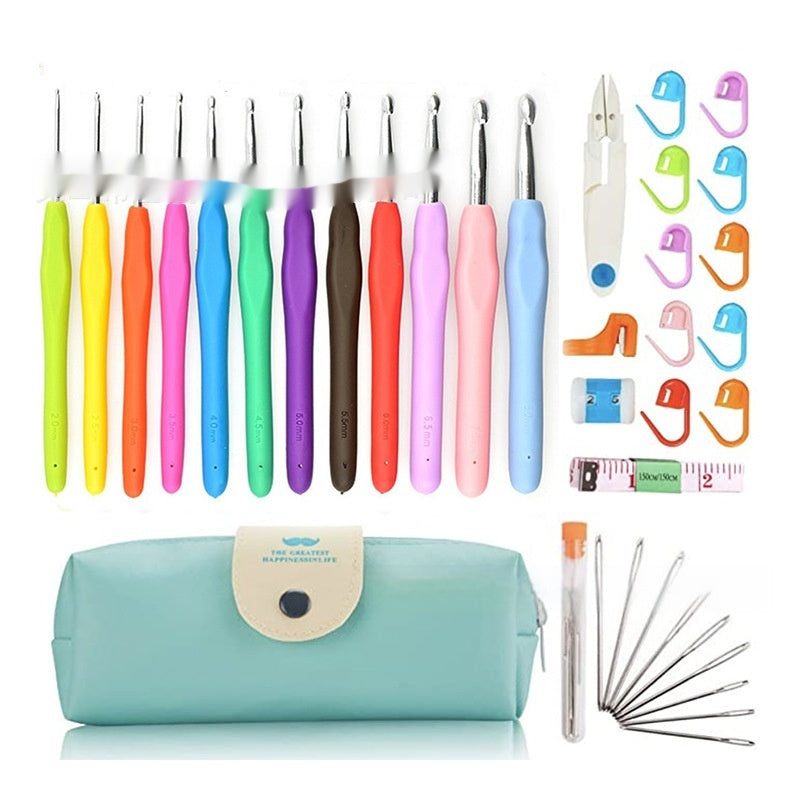 Crochet Needle Beard Pack Crochet Hook Set Colorful TPR Soft Handle Crochet - LJ Enterprise